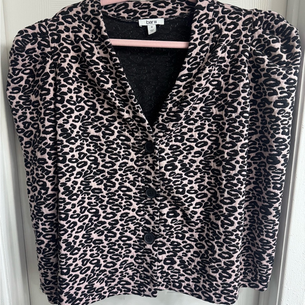 Bar III Animal Print Button-Up Cardigan